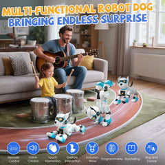anysun robot dog led eyes closeup shows friendly expression for imaginative storytelling.