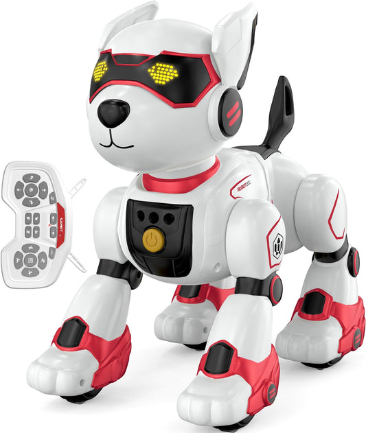AnySun Robot Dog with LED eyes enhances imaginative play.