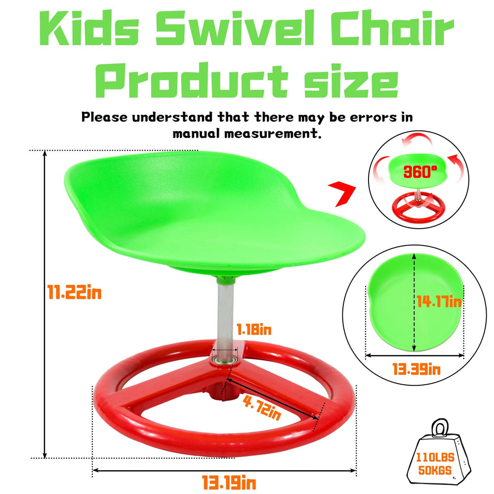 AOBOTE sensory swivel chair side view shows smooth 360-degree rotation for dynamic play.