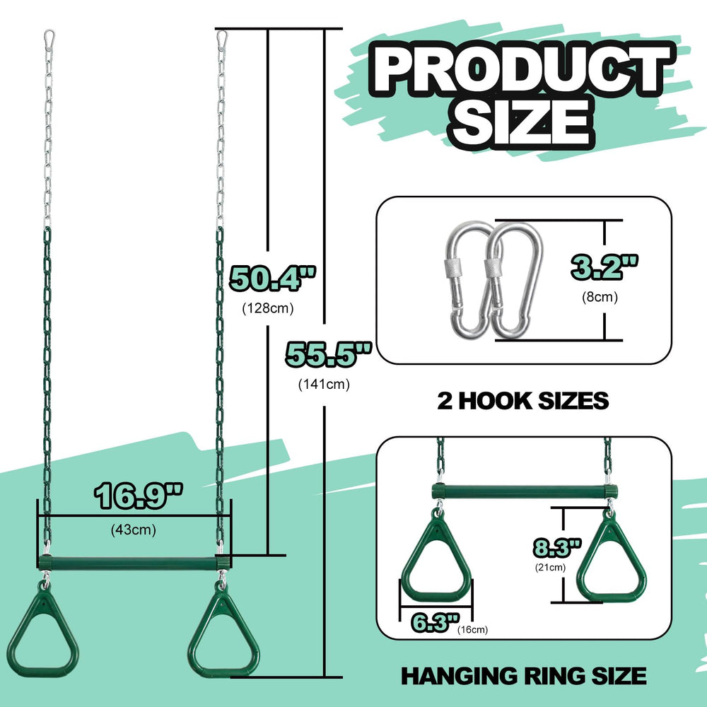 AOBOTE trapeze bar with 47-inch chains enables easy hanging.