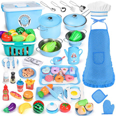 Aojieni 105Pcs kids kitchen playset pots and pans for realistic pretend cooking