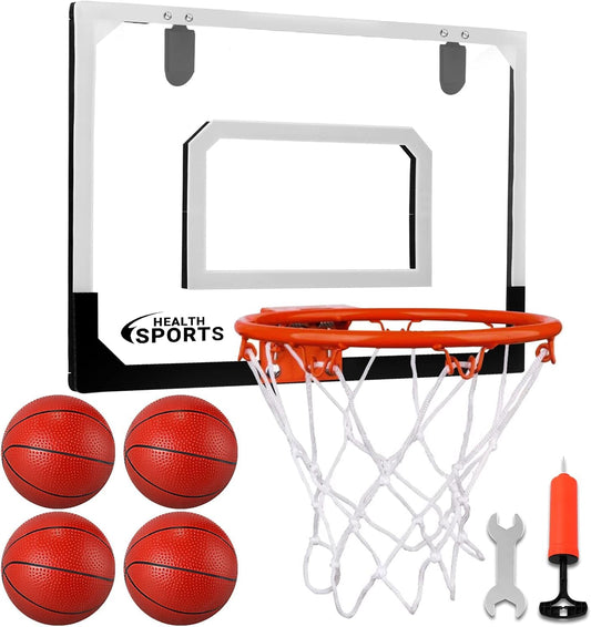 AOKESI indoor mini basketball hoop backboard close-up showing durable polycarbonate construction for daily play.