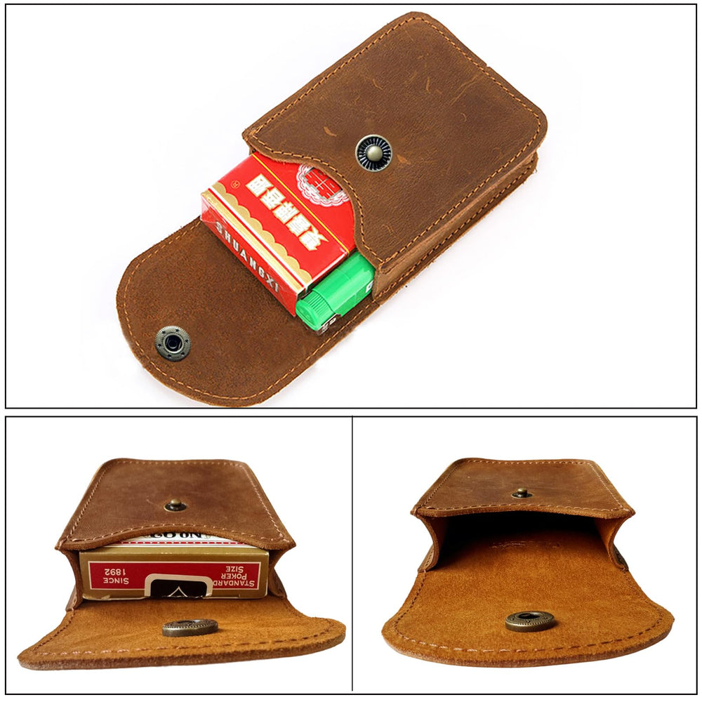 Aolaso single-deck leather case protects poker-sized cards from bending