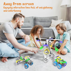 Aolew 107Pcs motorized erector airplane model encourages imaginative engineering play.