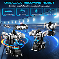 AONEPTR transforming car to robot during transition for imaginative play.