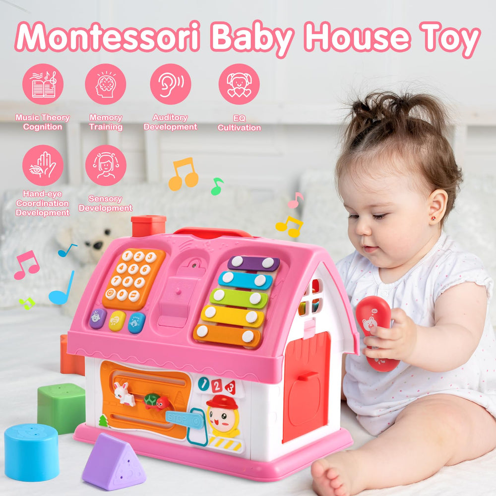 AONTESS baby with toy phone close-up showcasing rattling sound play.