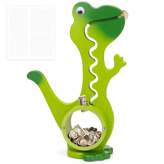 AORCMITN Dinosaur Piggy Bank mouth catches coins for visible savings.