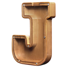 AORCMITN large wooden letter coin bank with transparent window for easy saving.