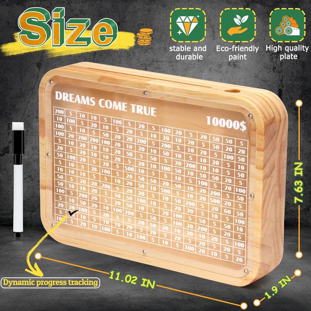 AORCMITN wooden 10000 money saving box closeup shows material texture and smooth finish