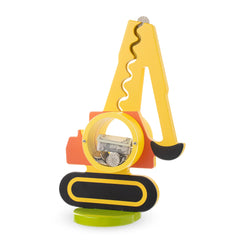AORCMITN wooden excavator piggy bank front view, inviting kids to save with playful design.