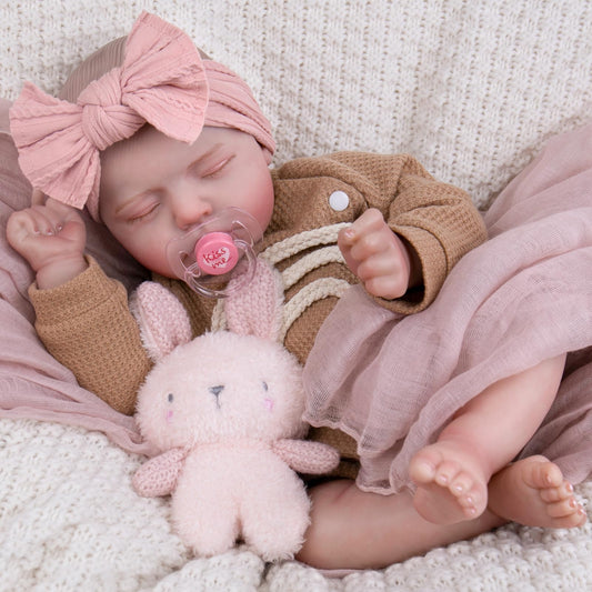 Aori 20-inch reborn doll face close-up with lifelike features for nurturing play