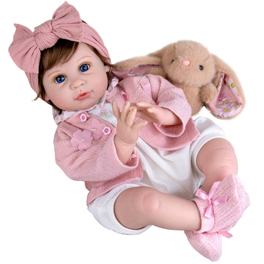 Aori 22 inch reborn doll face with hand applied wig and lifelike details for realism