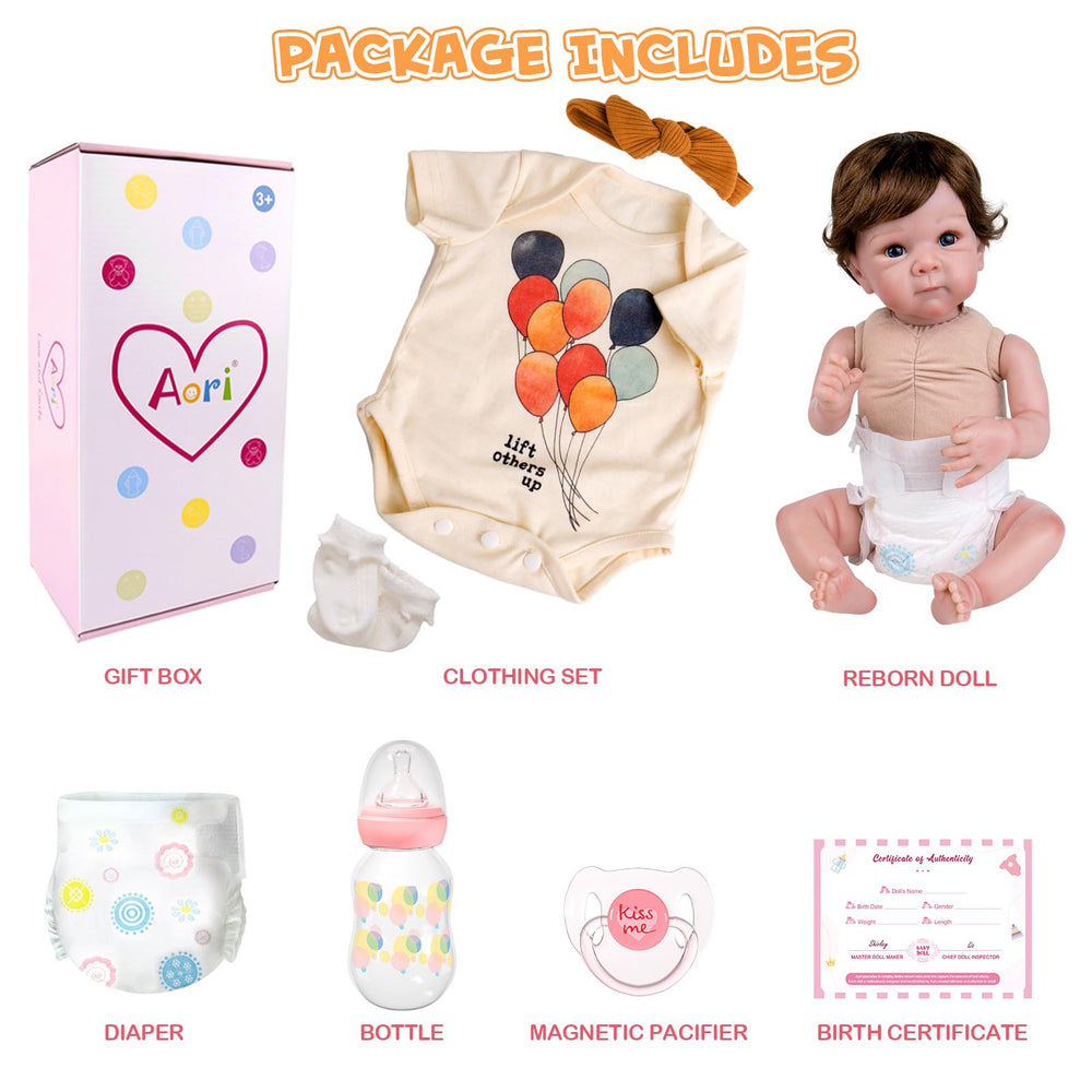 Aori baby doll accessories including bottle and magnet pacifier for pretend feeding