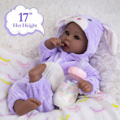 Aori Black Baby Doll includes outfit set for easy dress-up play.