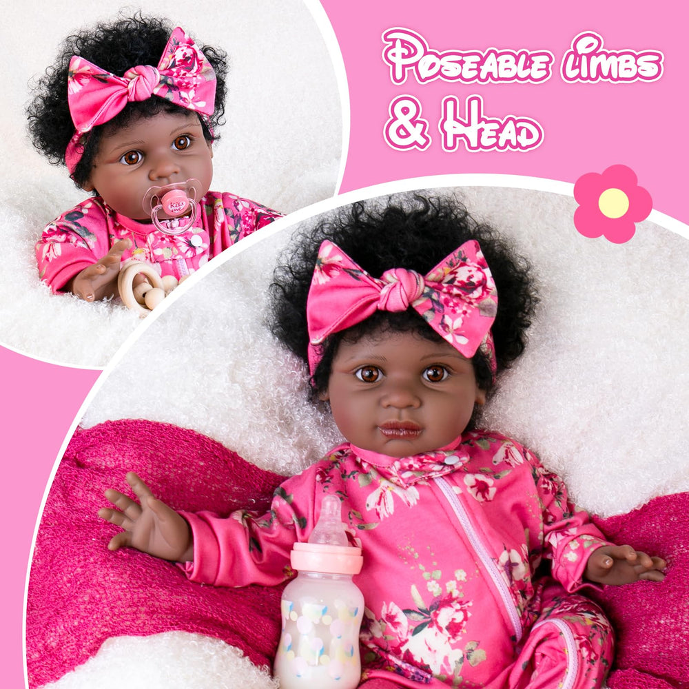 Aori Black Reborn Baby Doll dress-up ready outfits invite imaginative fashion.
