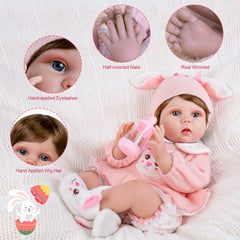 Aori reborn doll in bunny outfit highlights dress-up and role-play possibilities.