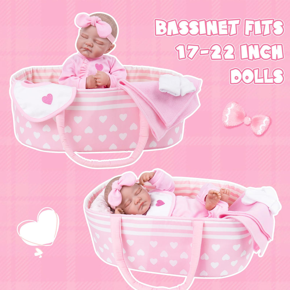 Aori doll carrier bed with pink handle, easy to carry during playtime.