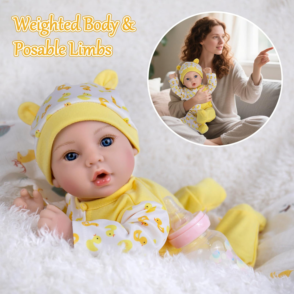 Aori doll set includes feeding bottle and pacifier for nurturing play.