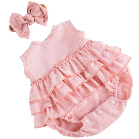 Aori lifelike doll clothes pink dress set fits 17-20 inch dolls for easy dressing