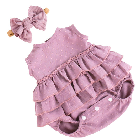 Aori purple dress for 17–20 inch lifelike dolls; easy dressing.