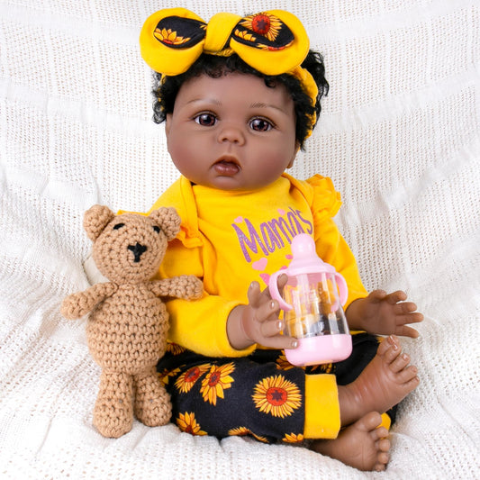 Aori lifelike black girl doll, 22 inches, weighted for realistic play