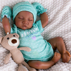 Aori 18-inch black lifelike reborn baby doll with realistic newborn appearance for cuddling and styling