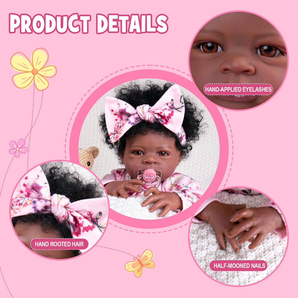 Aori Reborn Baby Doll Black 20-inch pacifier and bottle set supports pretend feeding