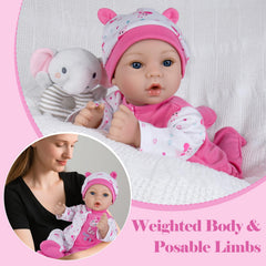 Aori reborn baby doll with feeding bottle enables realistic feeding scenes.