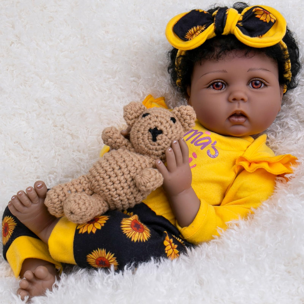 Aori reborn girl doll with smiling face and large brown eyes