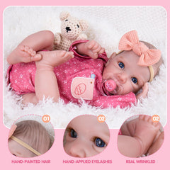 Aori Reborn Baby Doll Girl wearing soft clothes for preemie or newborn outfits.