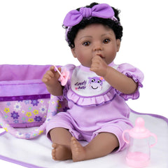 Aori Reborn 18 inch Black American Girl doll with lifelike weight for cuddling and pretend play