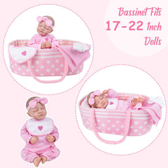 Aori Reborn doll bassinet with heart pattern adds whimsy to bedtime play