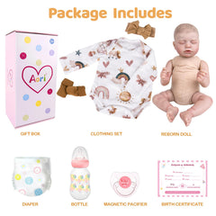Aori lifelike doll with birth certificate card for keepsake moments.