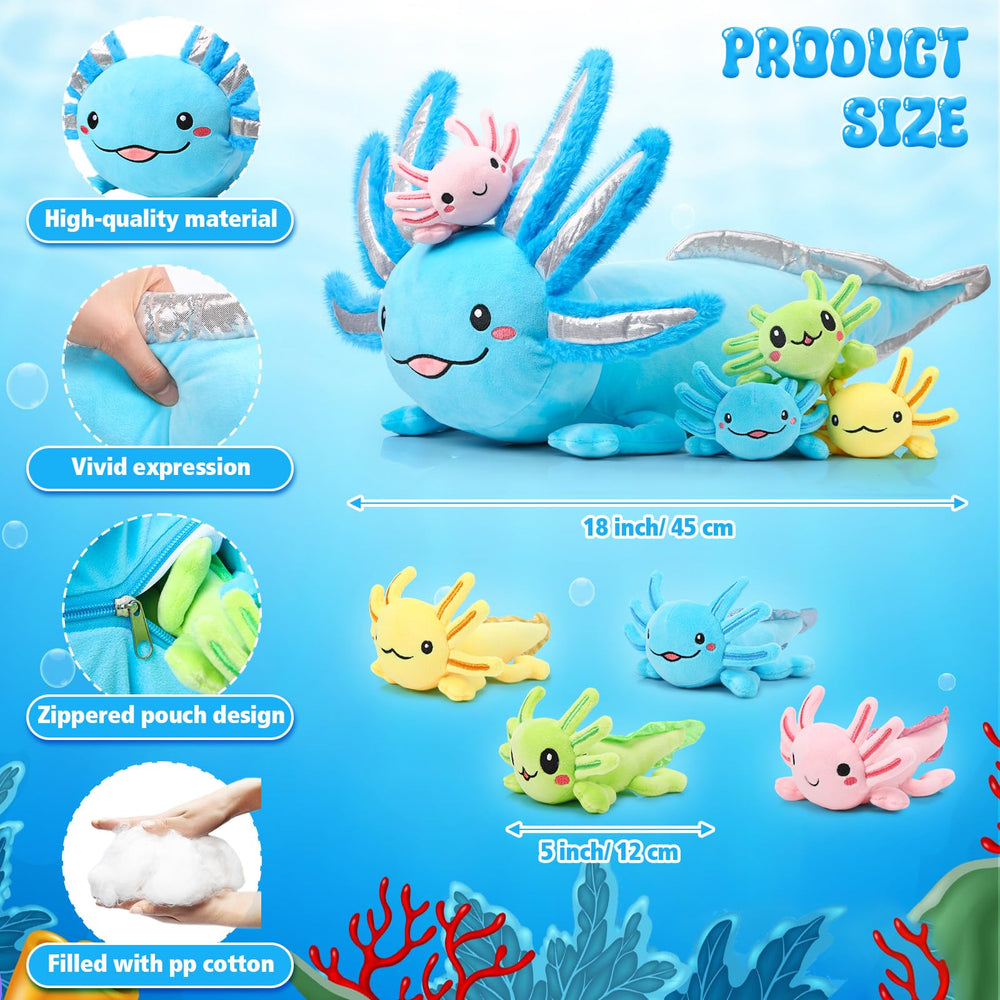 Aoriher blue 6-inch axolotl baby plush for playtime.