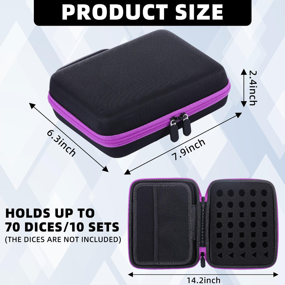 Aoriher purple dice case interior cushions dice to reduce impact