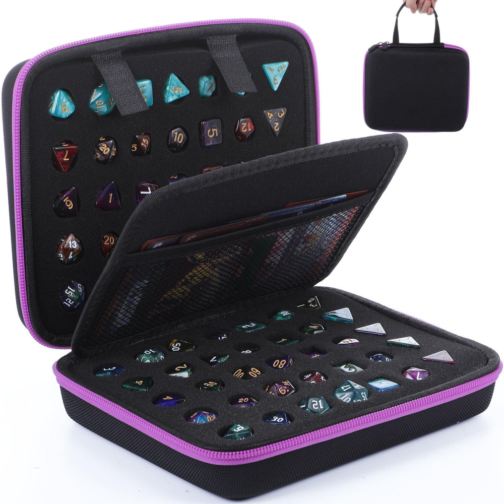 Aoriher purple dice case with removable tray, protects dice on the go