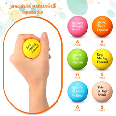 Close-up of Aoriher stress ball with motivational quote on bright surface.