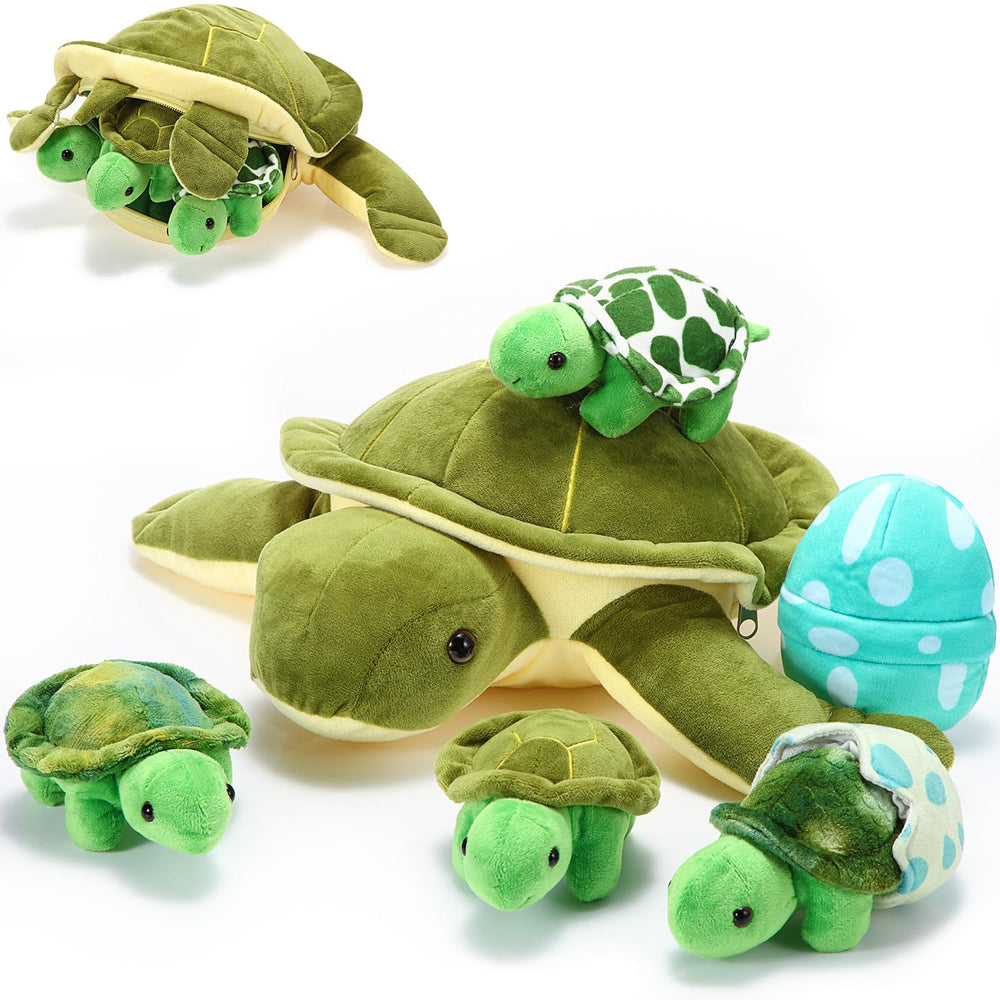 Aoriher 12-inch sea turtle mommy plush with zipper belly for hatch play.