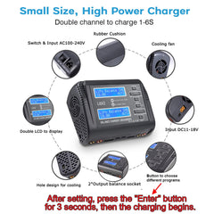 Large LCD display aids mode selection and parameter adjustments.