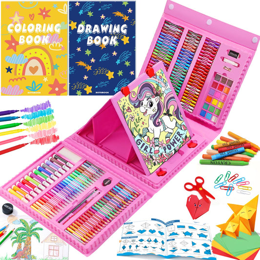 AOTEMOON all-in-one art kit easel setup, ideal for organized, space-saving creativity.