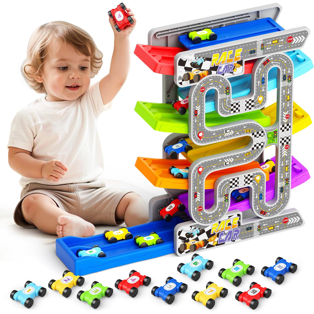 aotipol double-track ramp set with six ramps for simultaneous racing