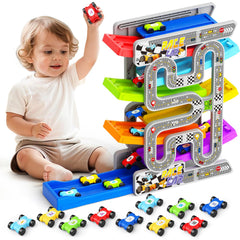 aotipol double-track ramp set with six ramps for simultaneous racing
