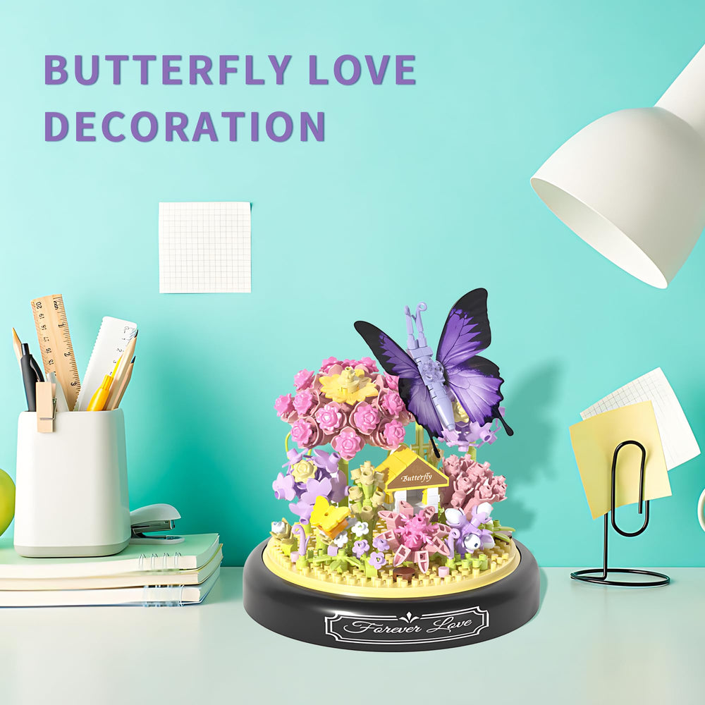 apcute micro brick flower bouquet kit suitable for office and dorm room decor.