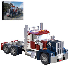 APENGBAOL Semi Truck Building Set front view, iconic long nose for display