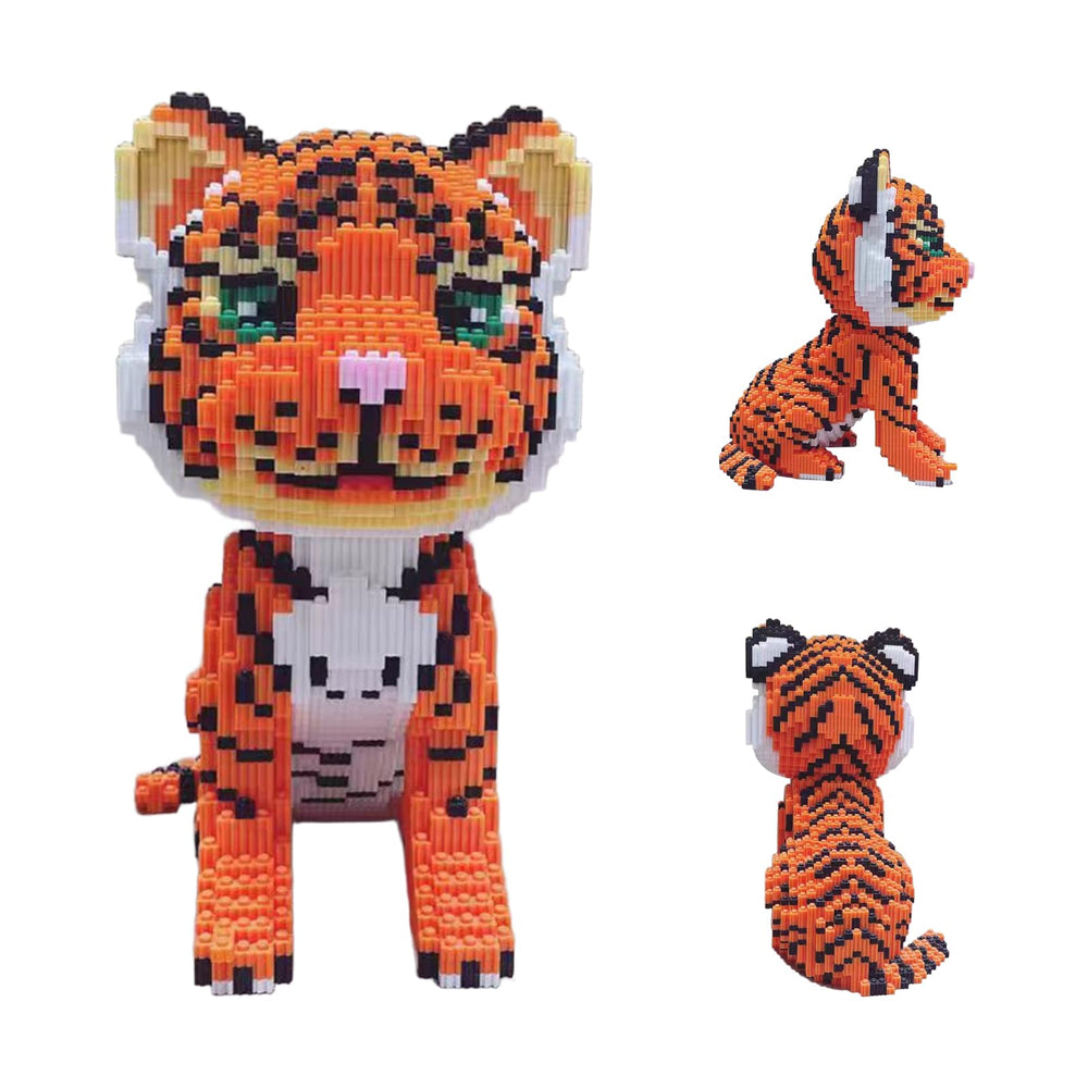 APENGBAOL Tiger building set, close-up of assembly showing precise interlocks for creative play.