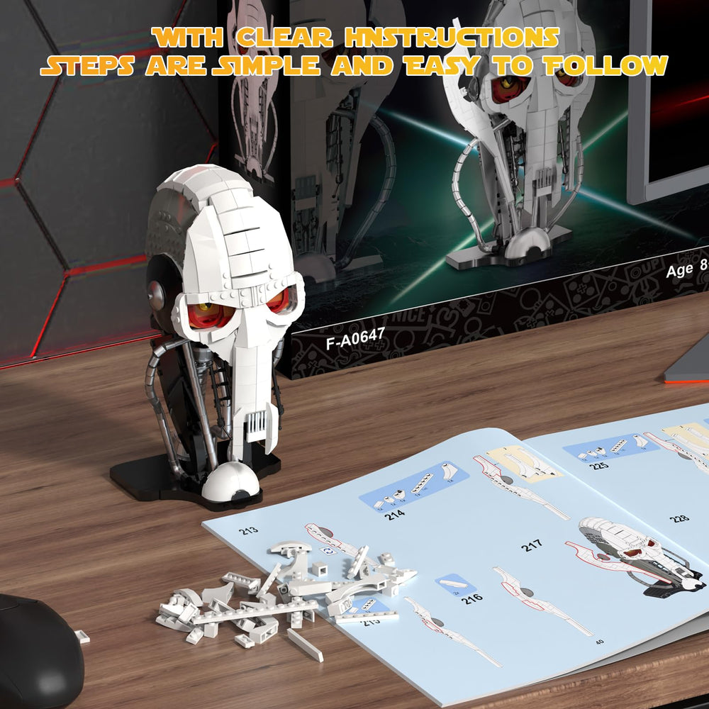 aphpaio General Helmet Building Set buildable stand demonstrates easy display after assembly.