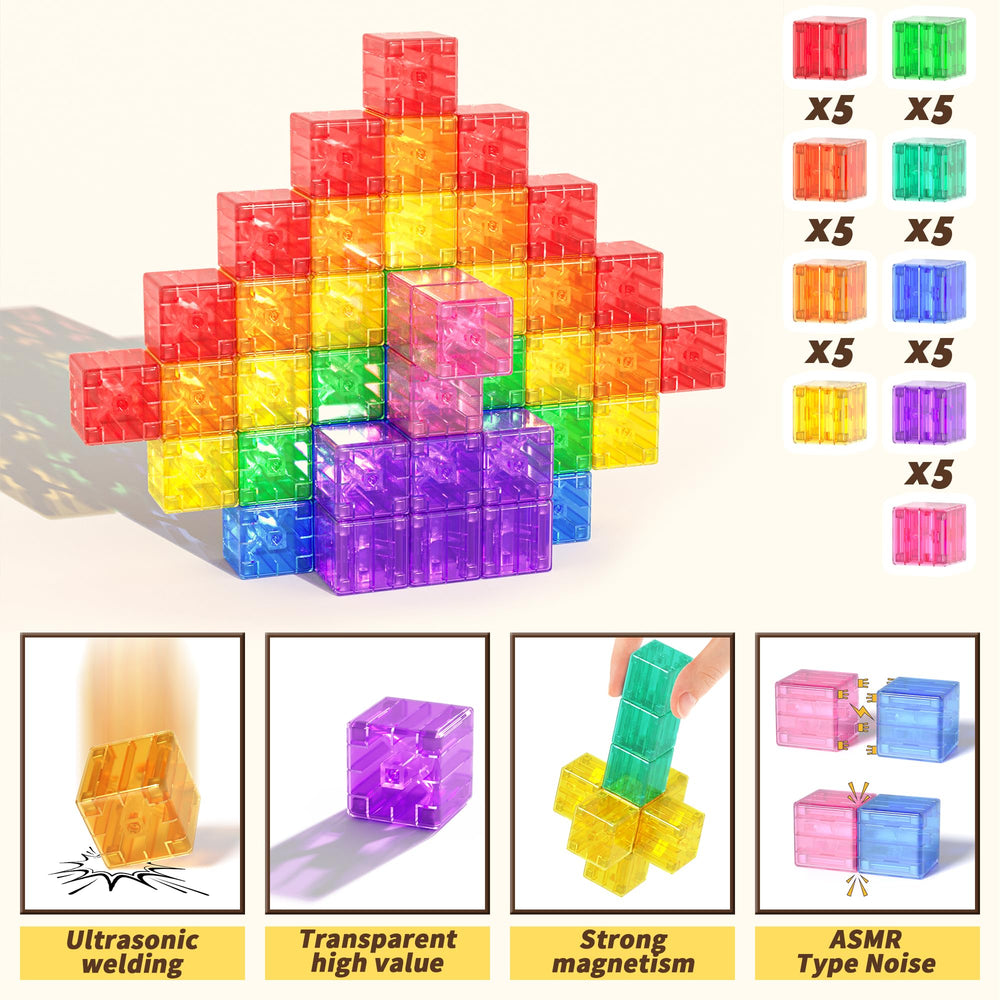 Apluses idea booklet accompanies blocks to inspire creative building.