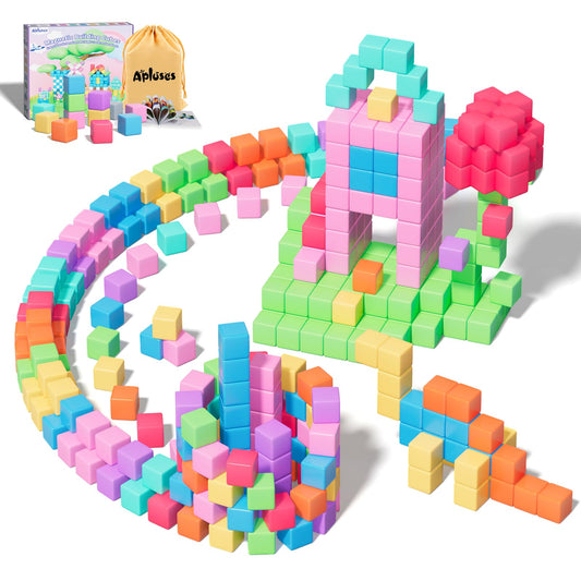 Apluses 100pcs magnetic cubes in ten colors for open-ended STEM building.