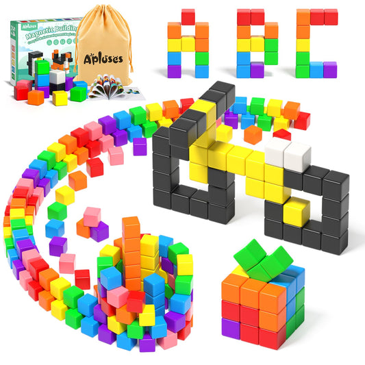 Apluses 54pcs magnetic blocks for imaginative building and STEM exploration.