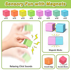 Colorful building cubes by Apluses encourage open-ended design and hands-on learning.